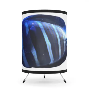 Light Blue Striped Fish Tripod Lamp with High-Res Printed Shade, US/CA plug