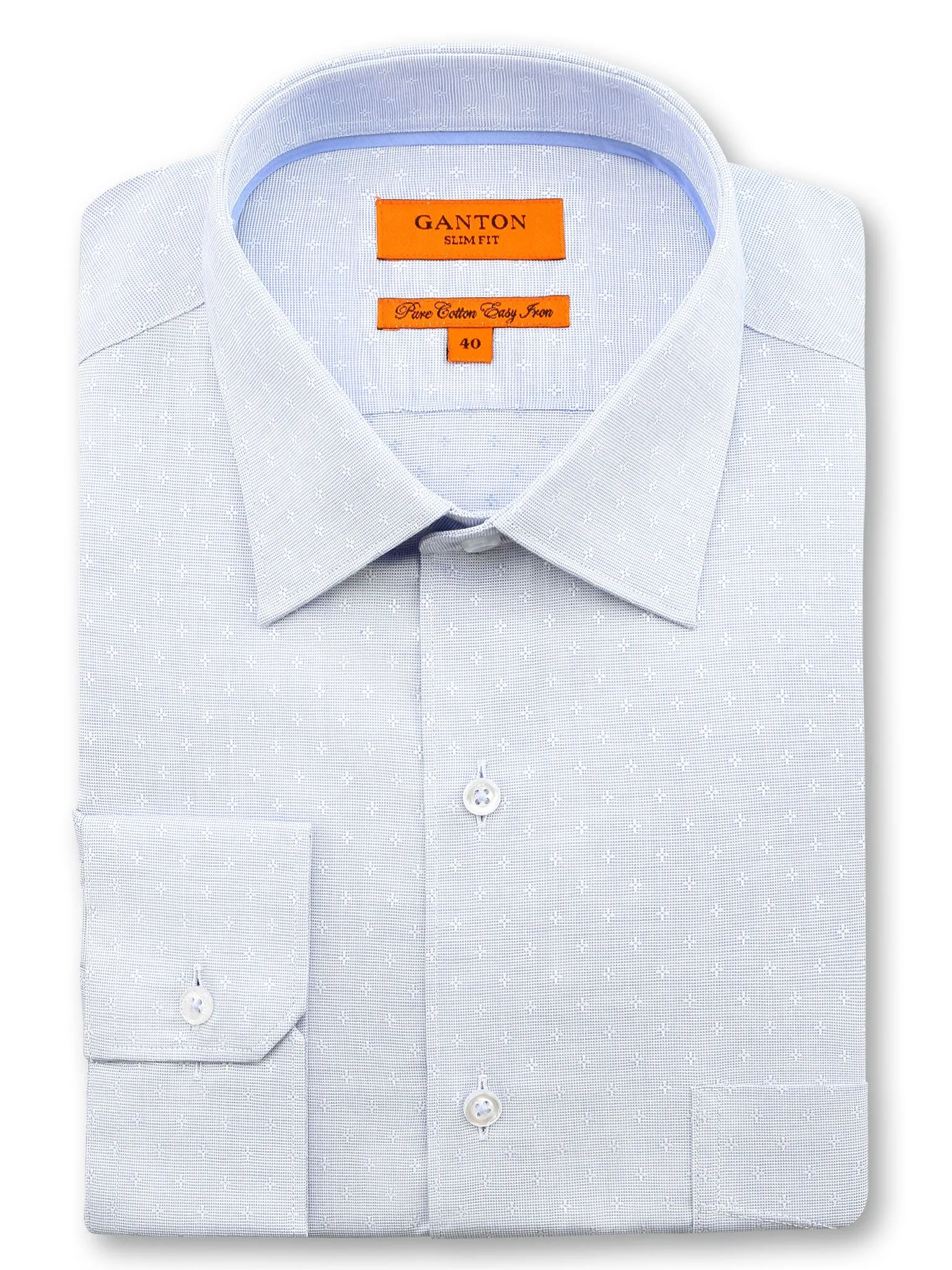 Light Blue Textured Slim Fit Kendrick Pure Cotton Shirt