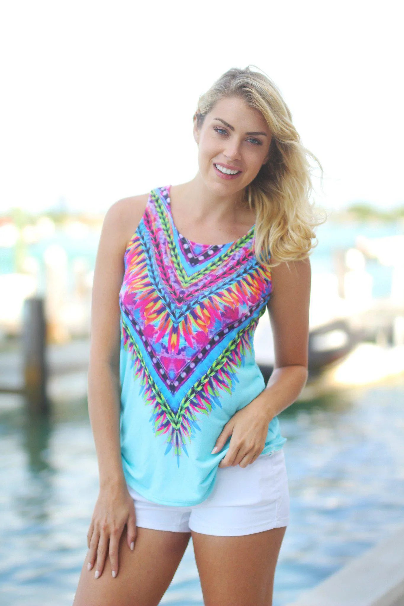 Light Blue Tribal Tank Top