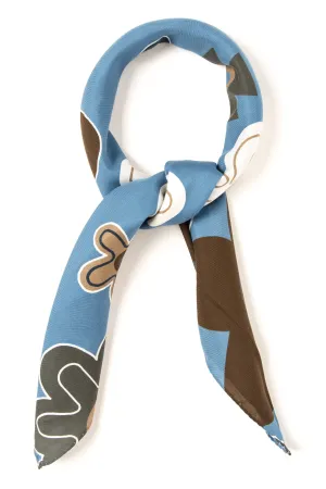 Light Blue Ultra Soft Silk & Cotton Logo scarf 60