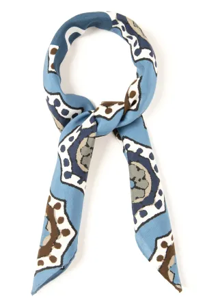 Light Blue Ultra Soft Silk & Cotton Medallion scarf 60