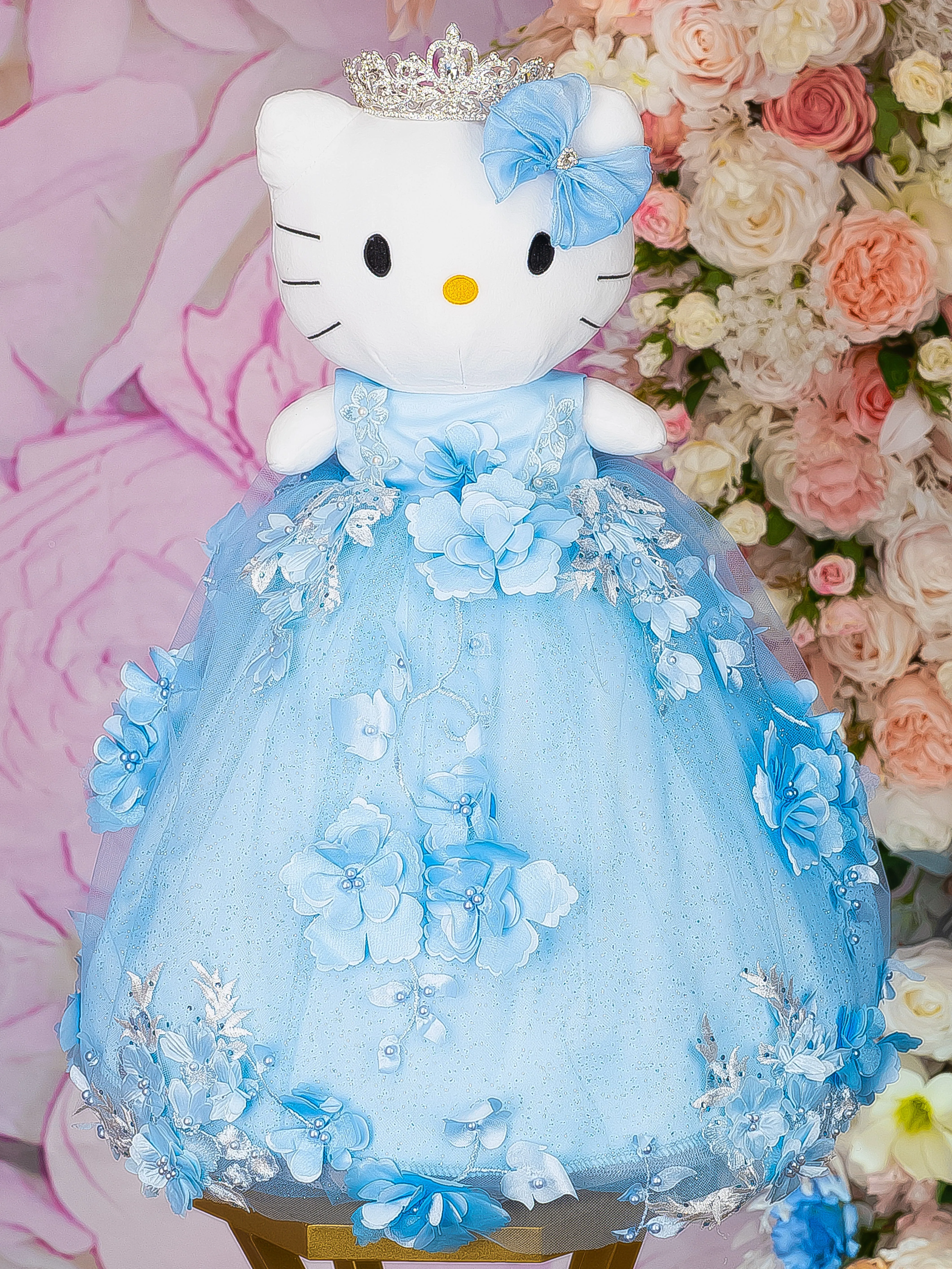 Light blue with flowers Kitty for quinceanera