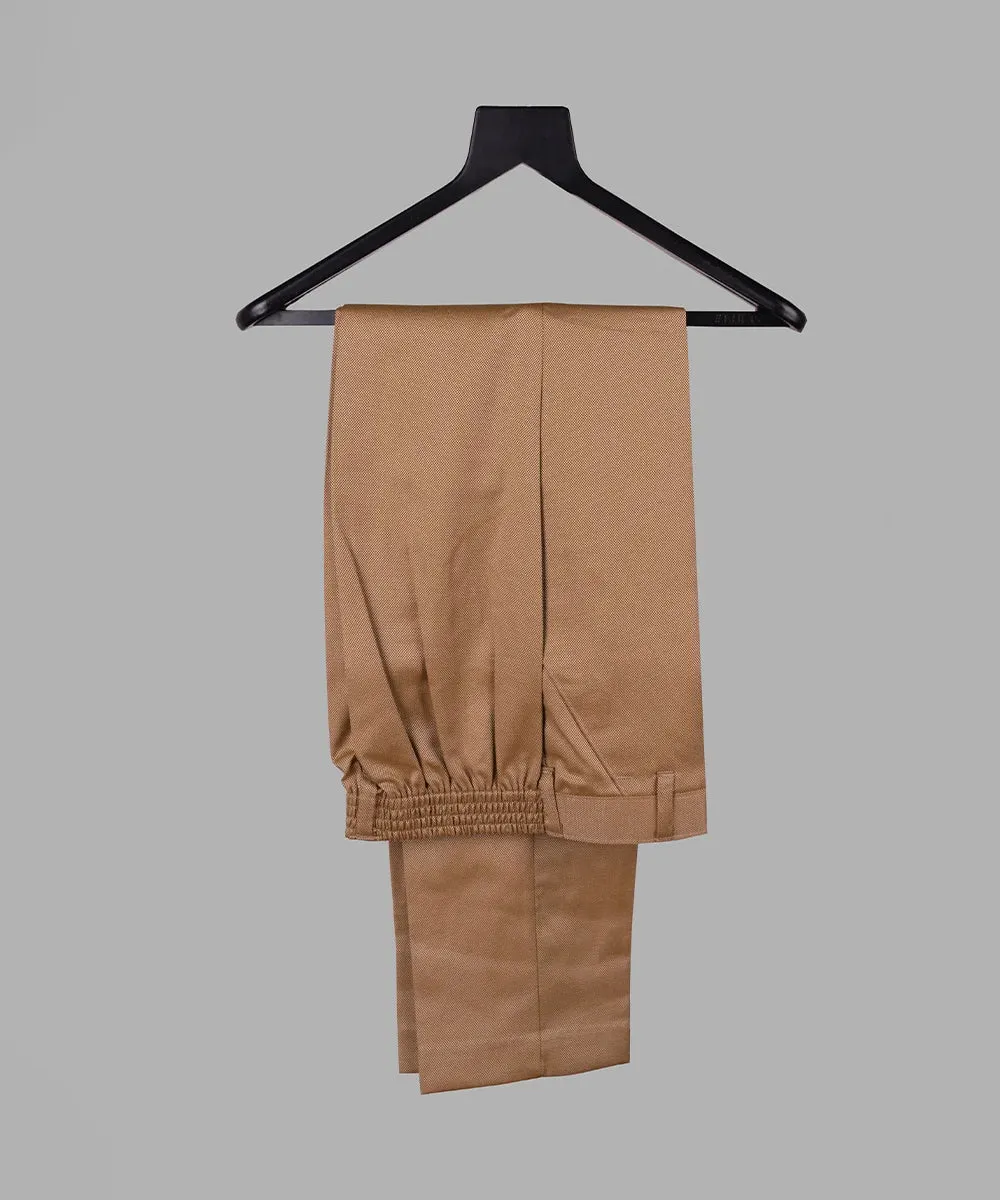 Light Brown Colored Waist Coat Set with Matching Shirt and Pant