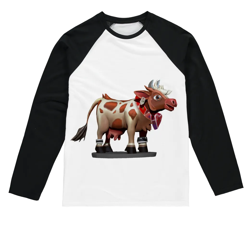 Light Brown Cow Sublimation Baseball Long Sleeve T-Shirt