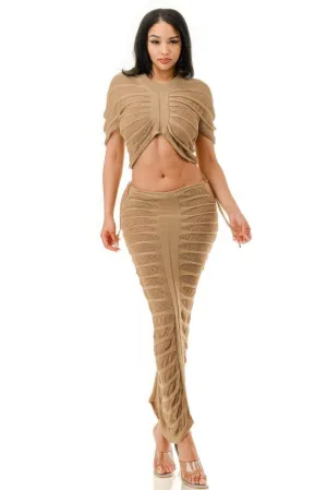 Light Brown Sheer Skirt Set