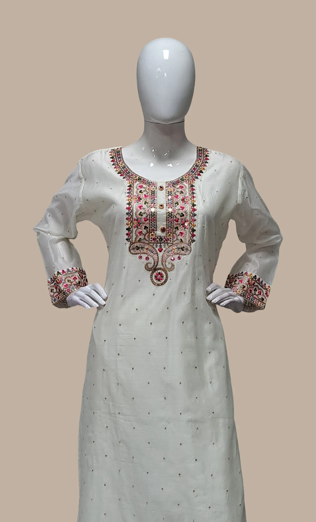 Light Cream Embroidered Punjabi