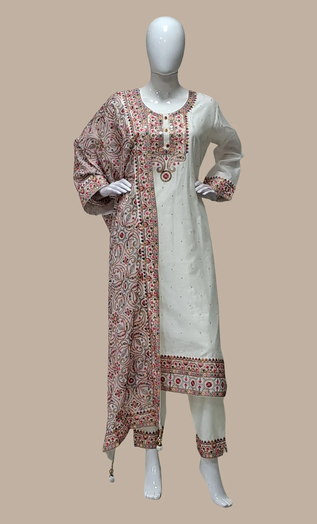 Light Cream Embroidered Punjabi