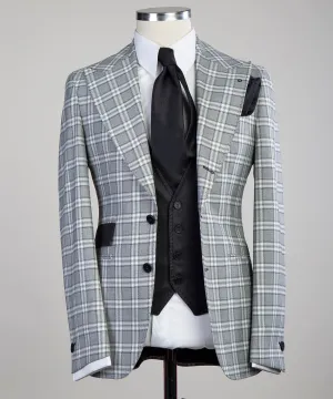 Light Gray Check Business Suit