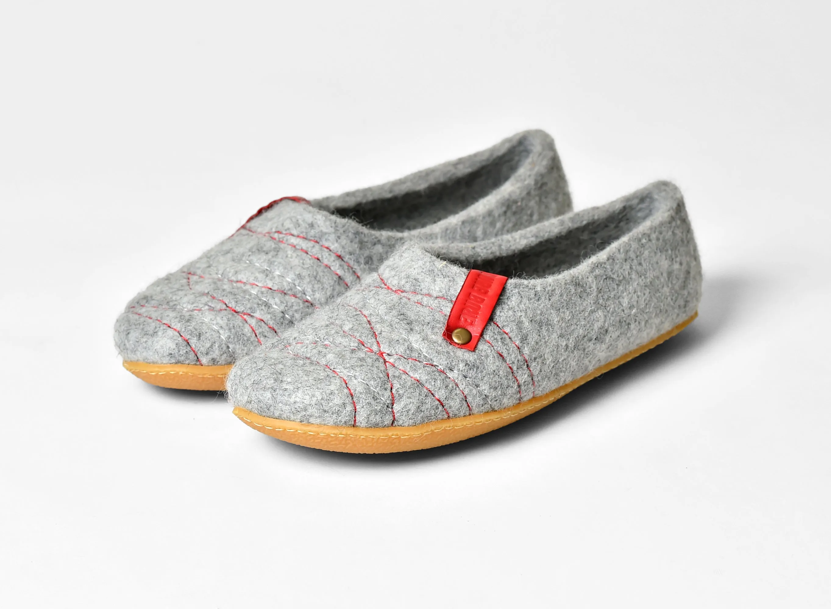 Light Gray COCOON Slippers for Women with Red Stitches