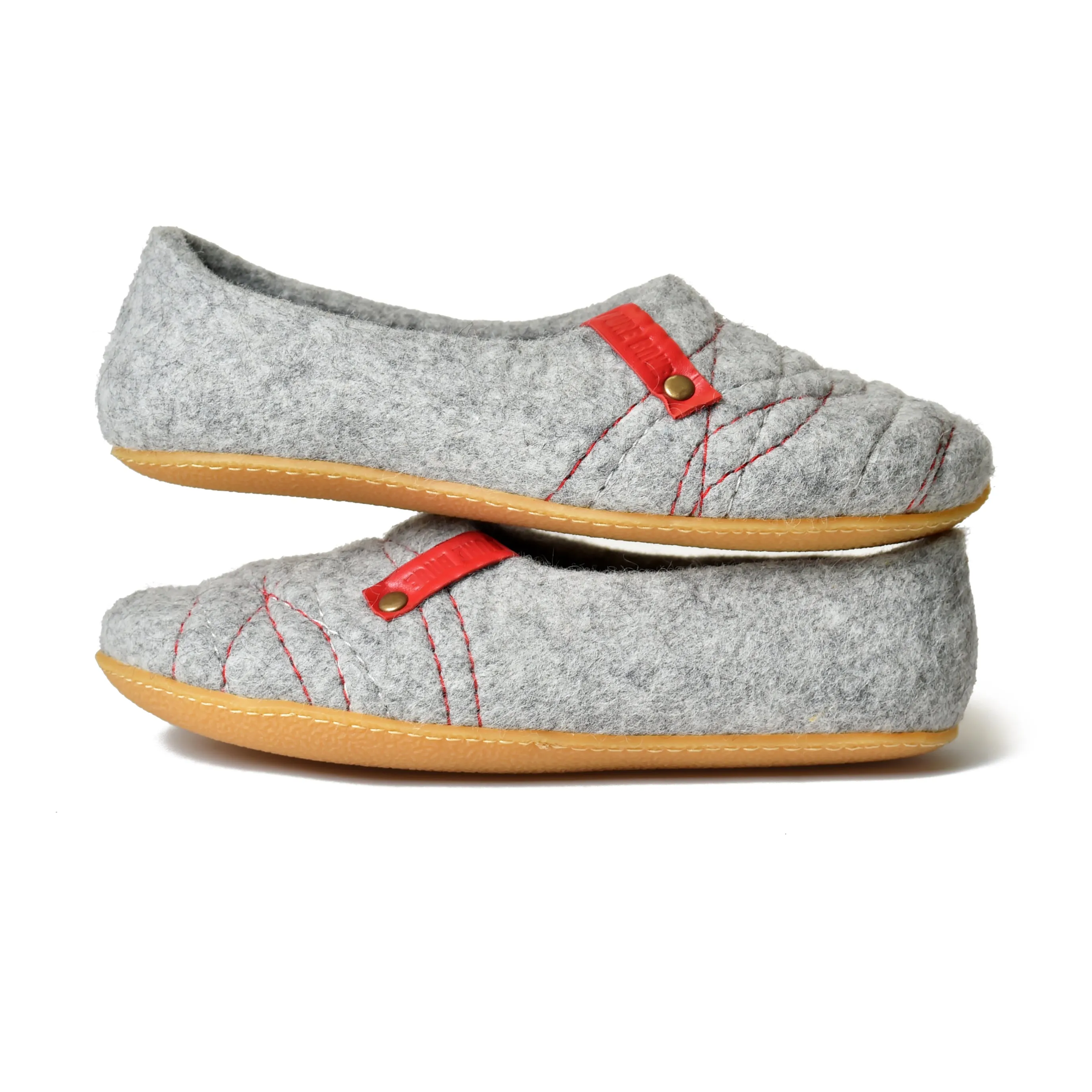 Light Gray COCOON Slippers for Women with Red Stitches