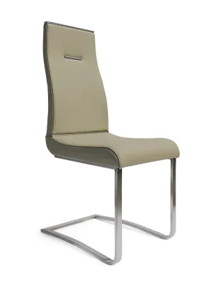 Light Gray Dining Chair With Brushed Stainless Steel