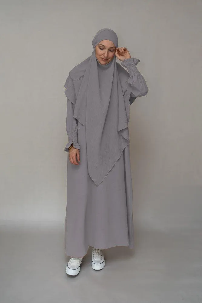 Light Gray Non-Wrinkle Prayer Gown Abaya Dress