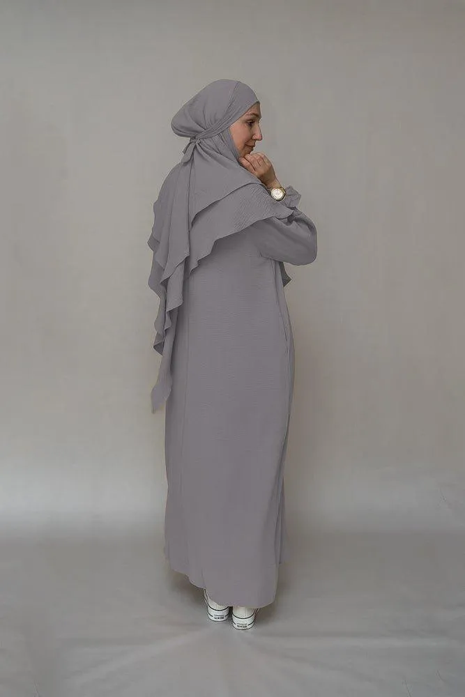 Light Gray Non-Wrinkle Prayer Gown Abaya Dress