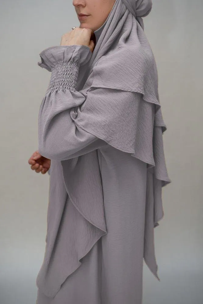 Light Gray Non-Wrinkle Prayer Gown Abaya Dress