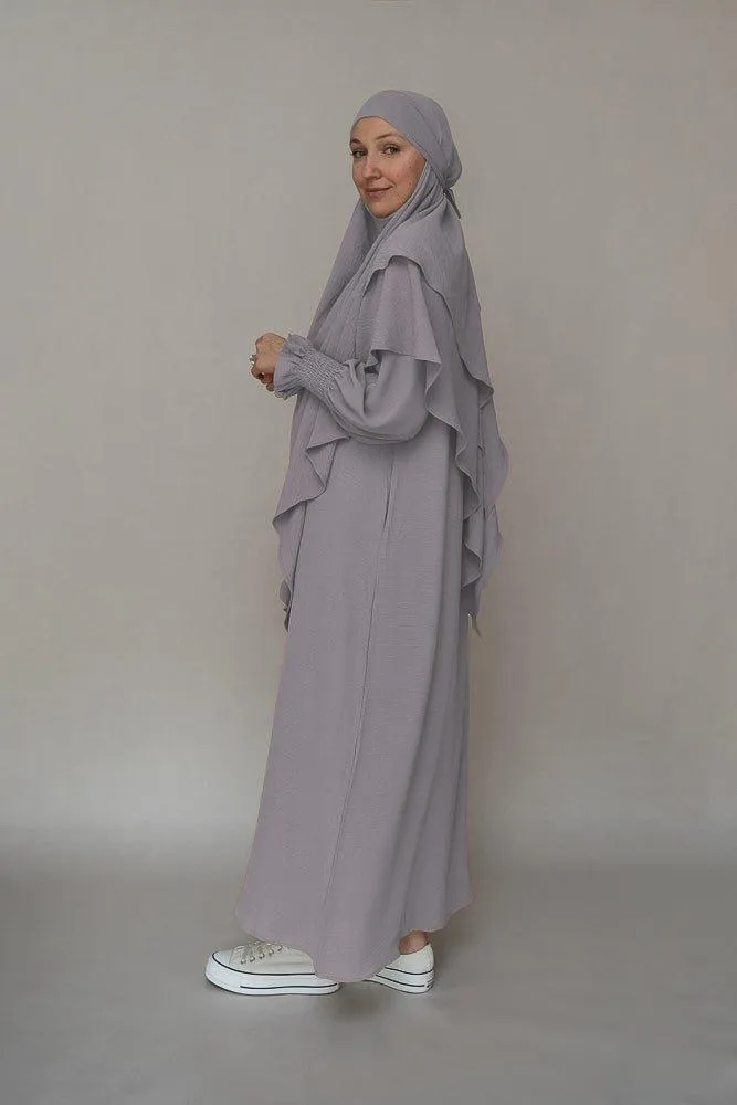 Light Gray Non-Wrinkle Prayer Gown Abaya Dress