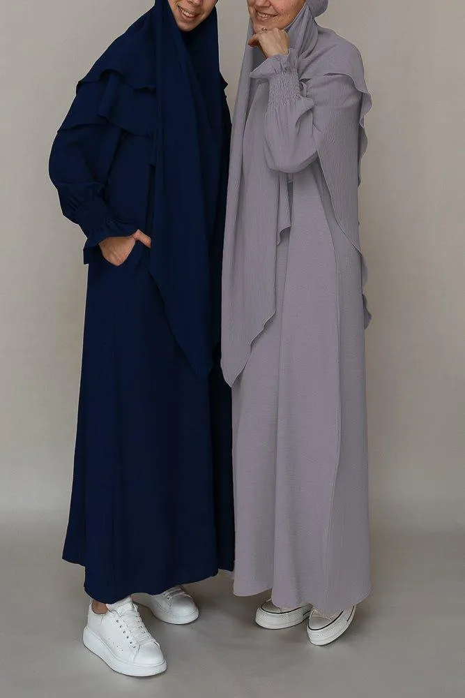 Light Gray Non-Wrinkle Prayer Gown Abaya Dress