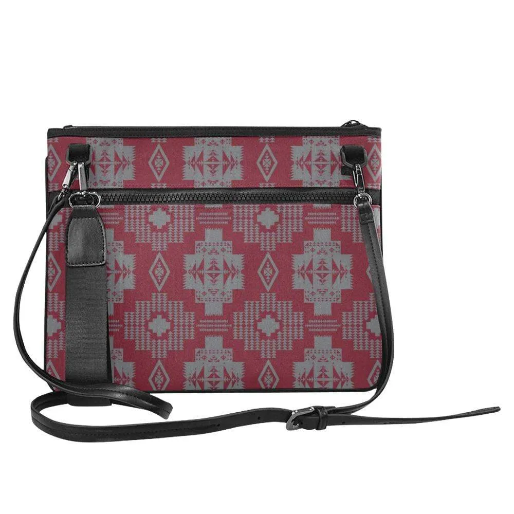 Light Gray with Maroon Slim Clutch Bag