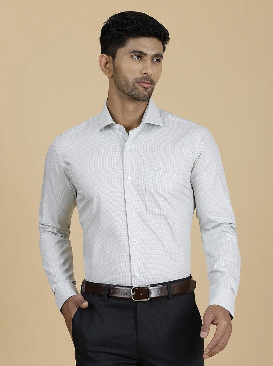 Light Green Checked Slim Fit Formal Shirt | Metal