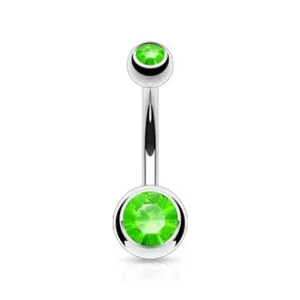 Light Green Double Gem Belly Ring