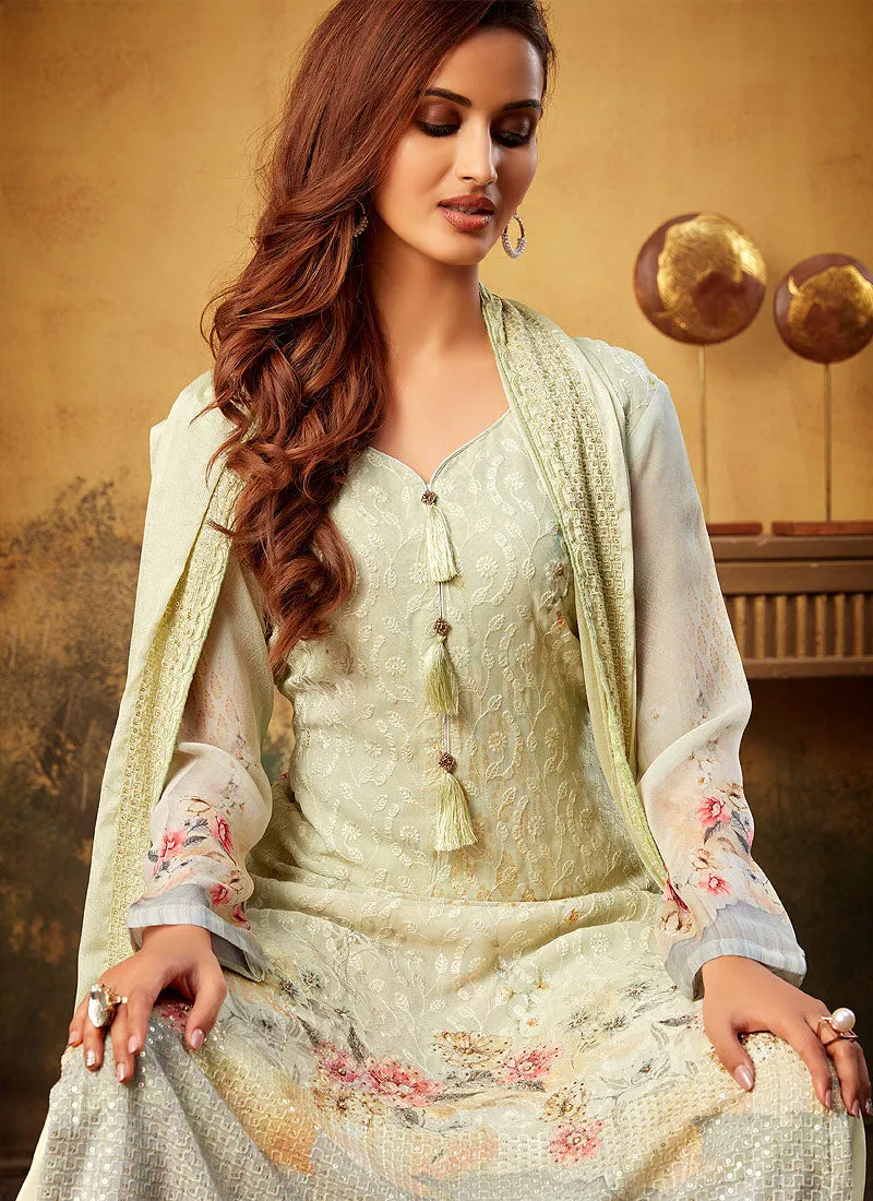 Light Green Embroidered Pakistani Palazzo Suit