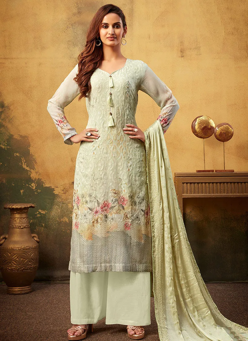 Light Green Embroidered Pakistani Palazzo Suit