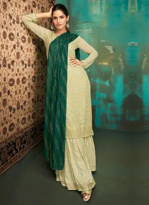 Light Green Georgette Designer Gharara Suit