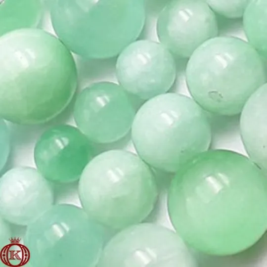 Light Green Jade Beads Smooth Round