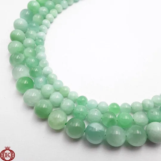 Light Green Jade Beads Smooth Round