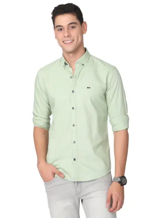 Light Green Solid Regular Fit Casual Shirt