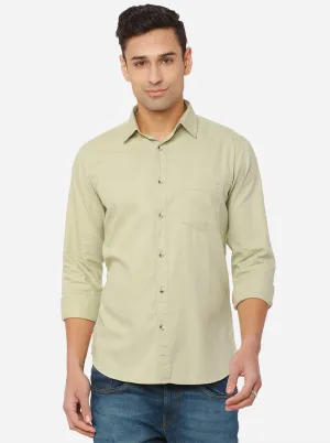 Light Green Solid Slim Fit Semi Casual Shirt | JadeBlue