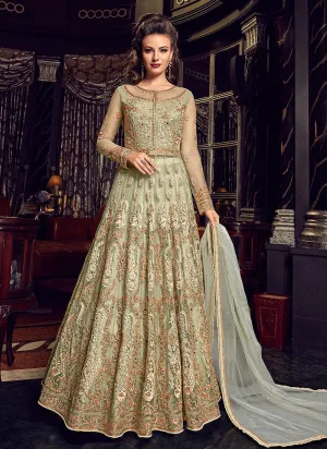 Light Green With Gold Embroidered Lehenga/Pant Suit