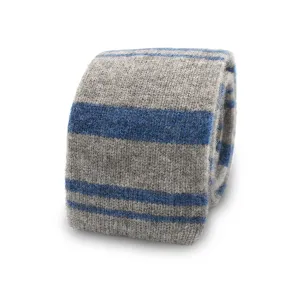 Light grey and blue wool knitted tie