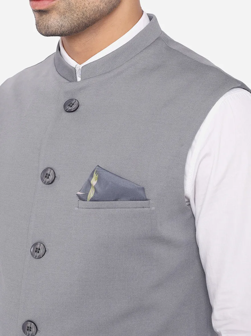 Light Grey Bandhgala Jacket | Greenfibre