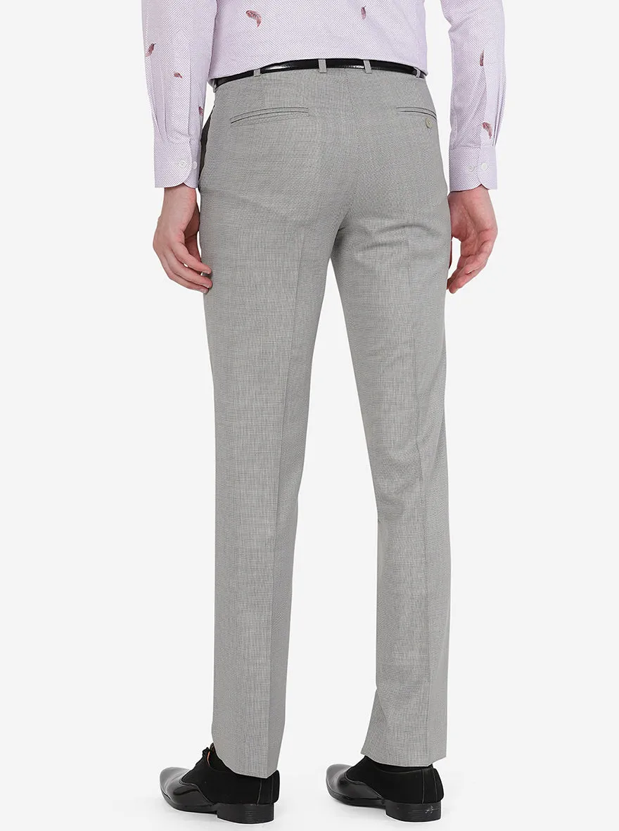 Light Grey Solid Slim Fit Formal Trouser | JadeBlue