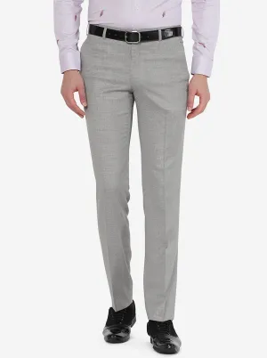 Light Grey Solid Slim Fit Formal Trouser | JadeBlue