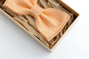 Light Linen Peach Bow Tie - Elegant Men's Accessory for Weddings & Ring Bearers