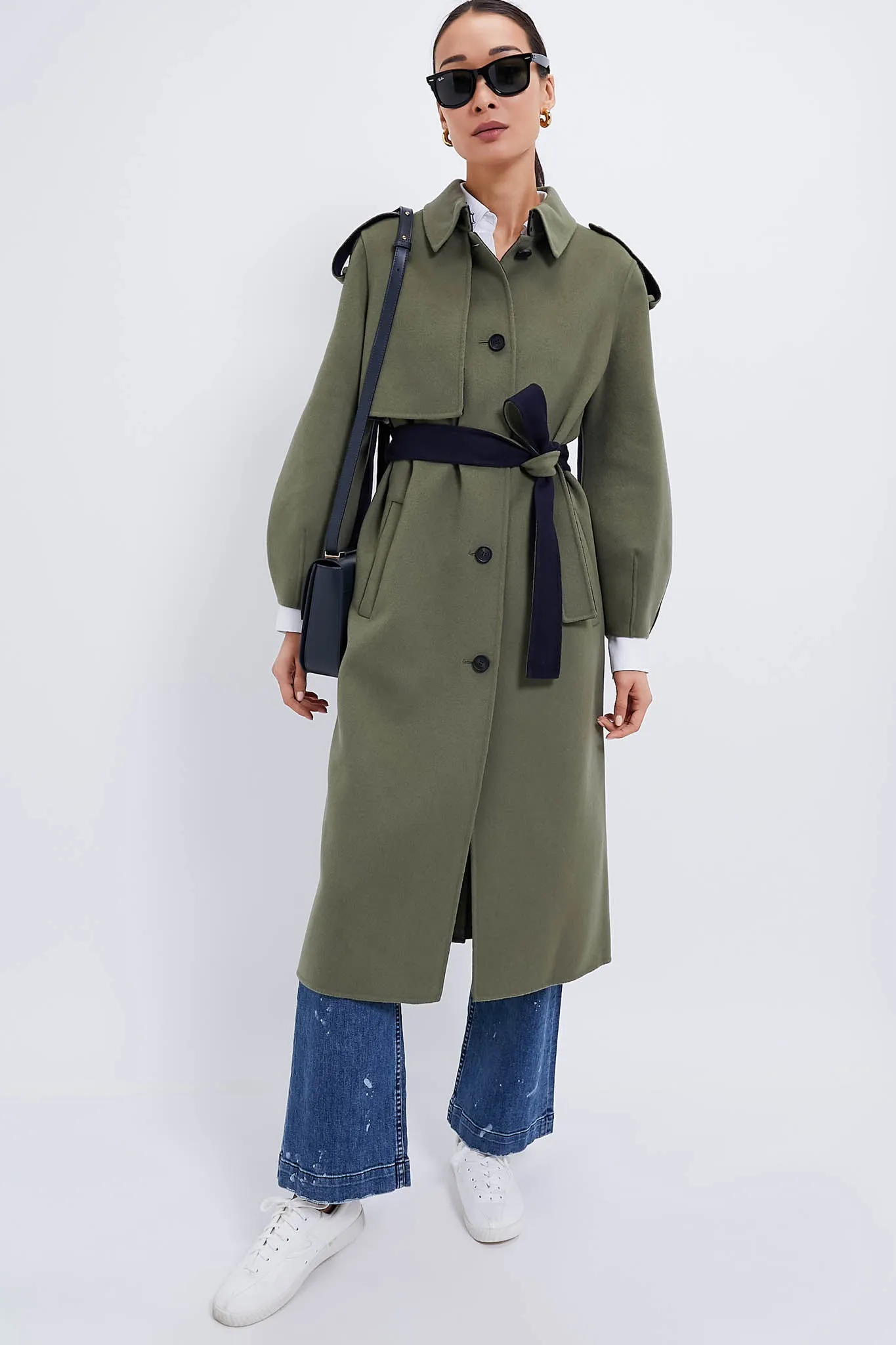 Light Military & Navy Ceyla Double Face Wool Coat