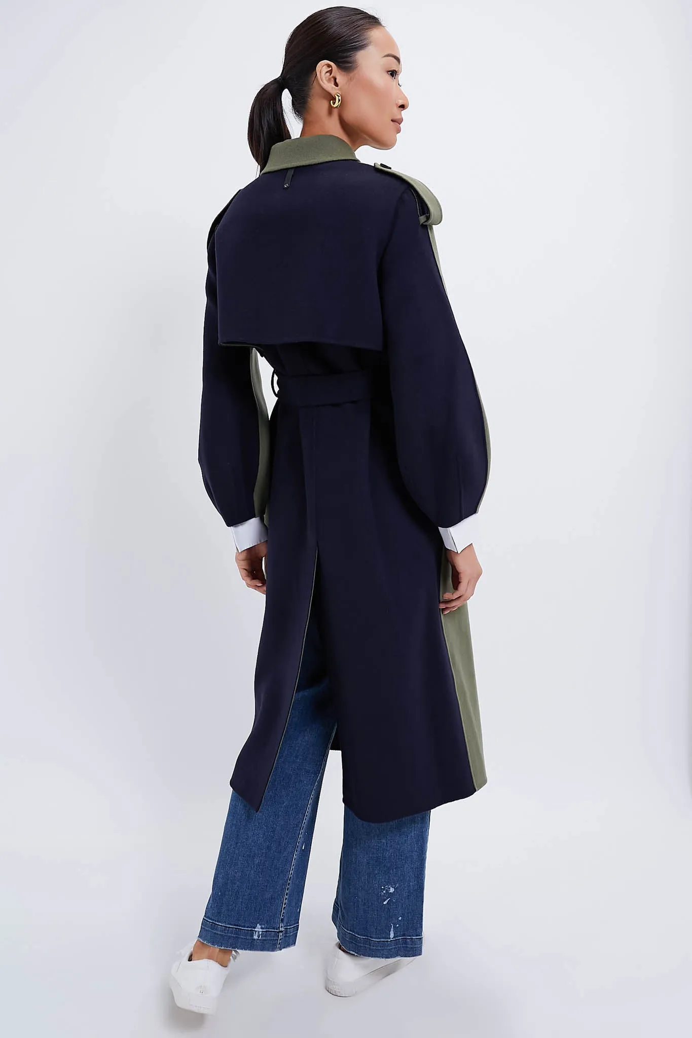 Light Military & Navy Ceyla Double Face Wool Coat