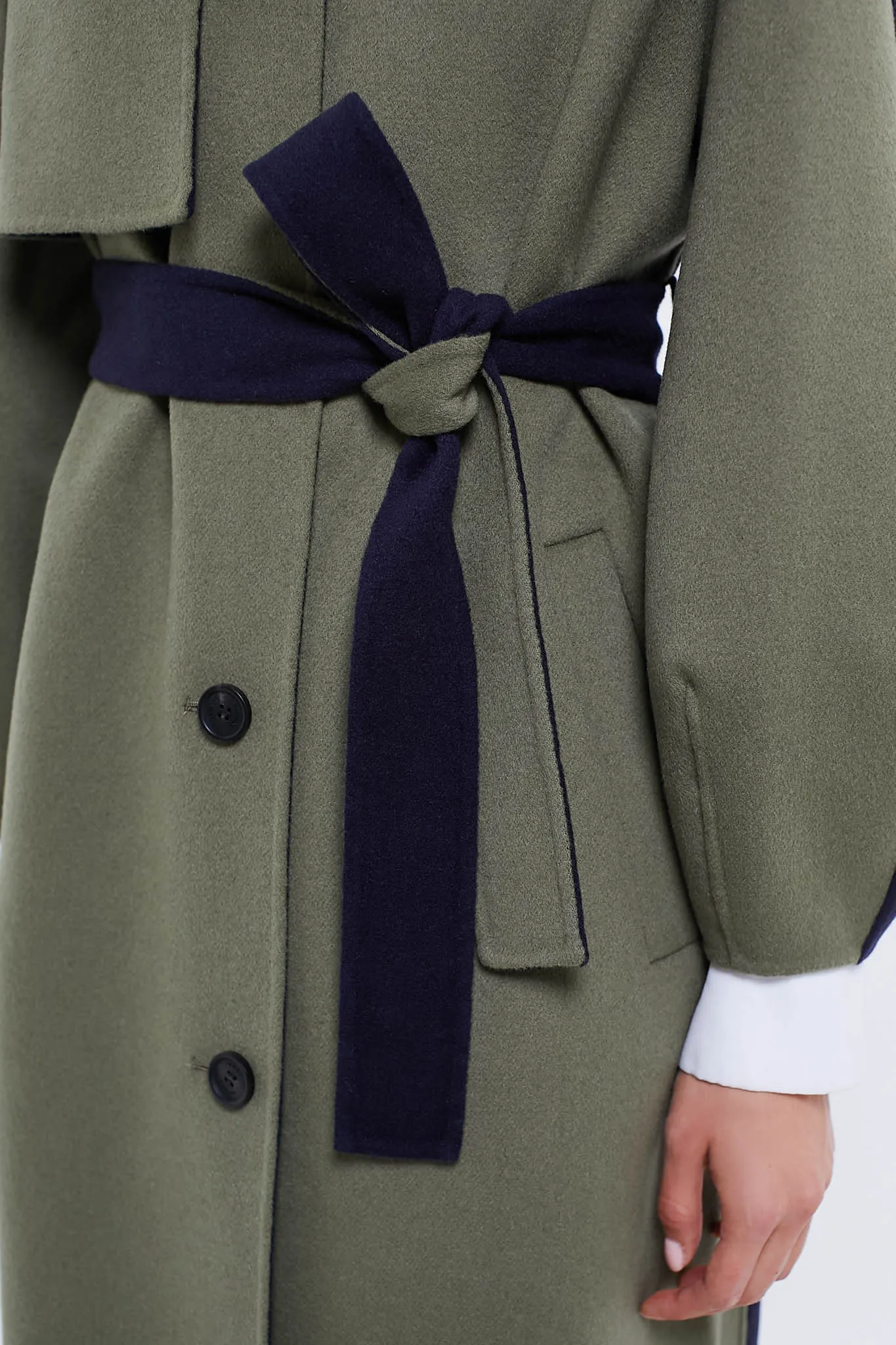 Light Military & Navy Ceyla Double Face Wool Coat