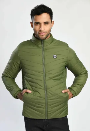 Light Olive Quilted Bomber Jacket