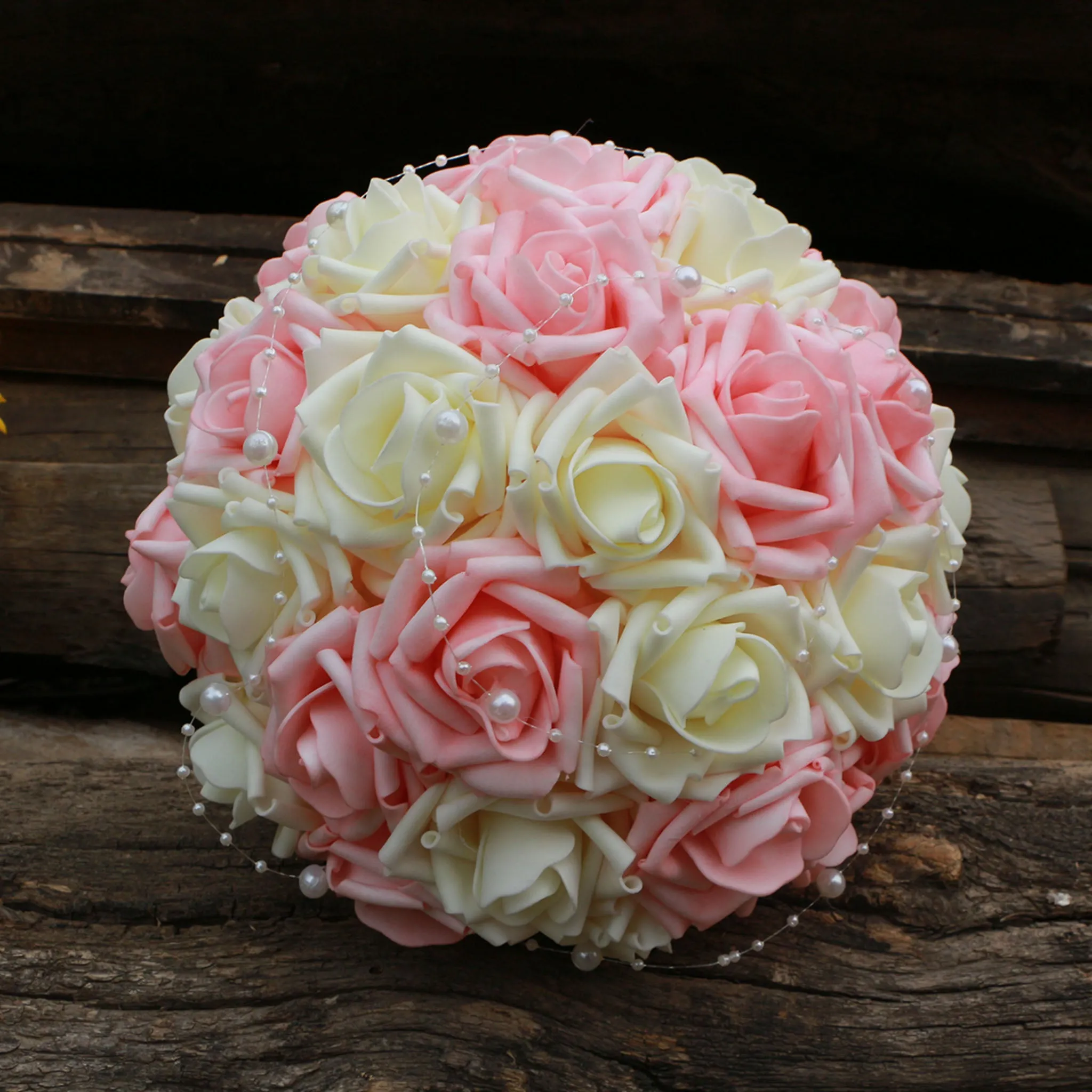 Light Pink and Ivory Flower Bridal Bouquet