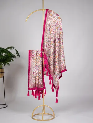 Light Pink Color Sequins And Thread Embroidery Work Pure Chiffon Silk Dupatta