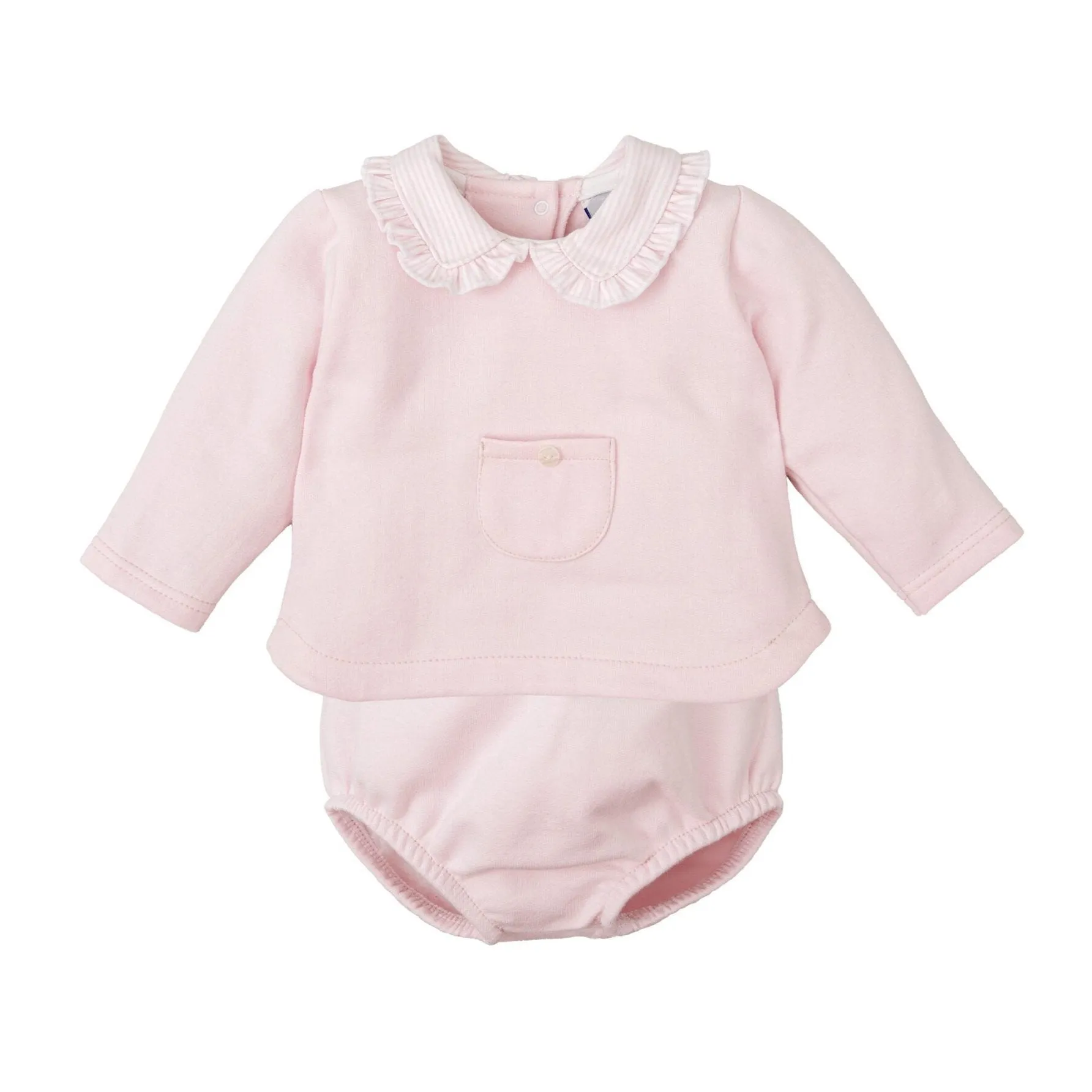 Light Pink Diaper Set- Lt. Pink Stripe Collar