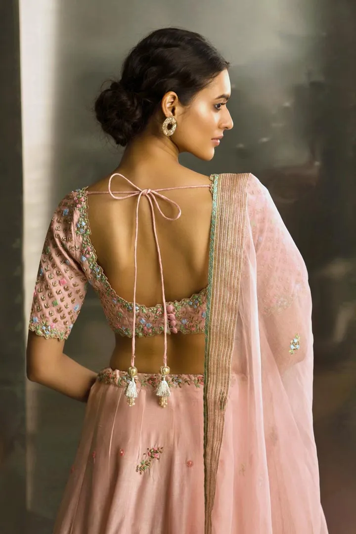 Light Pink Embroidered Lehenga