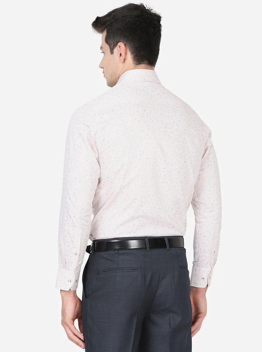 Light Pink Printed Slim Fit Formal Shirt | Metal