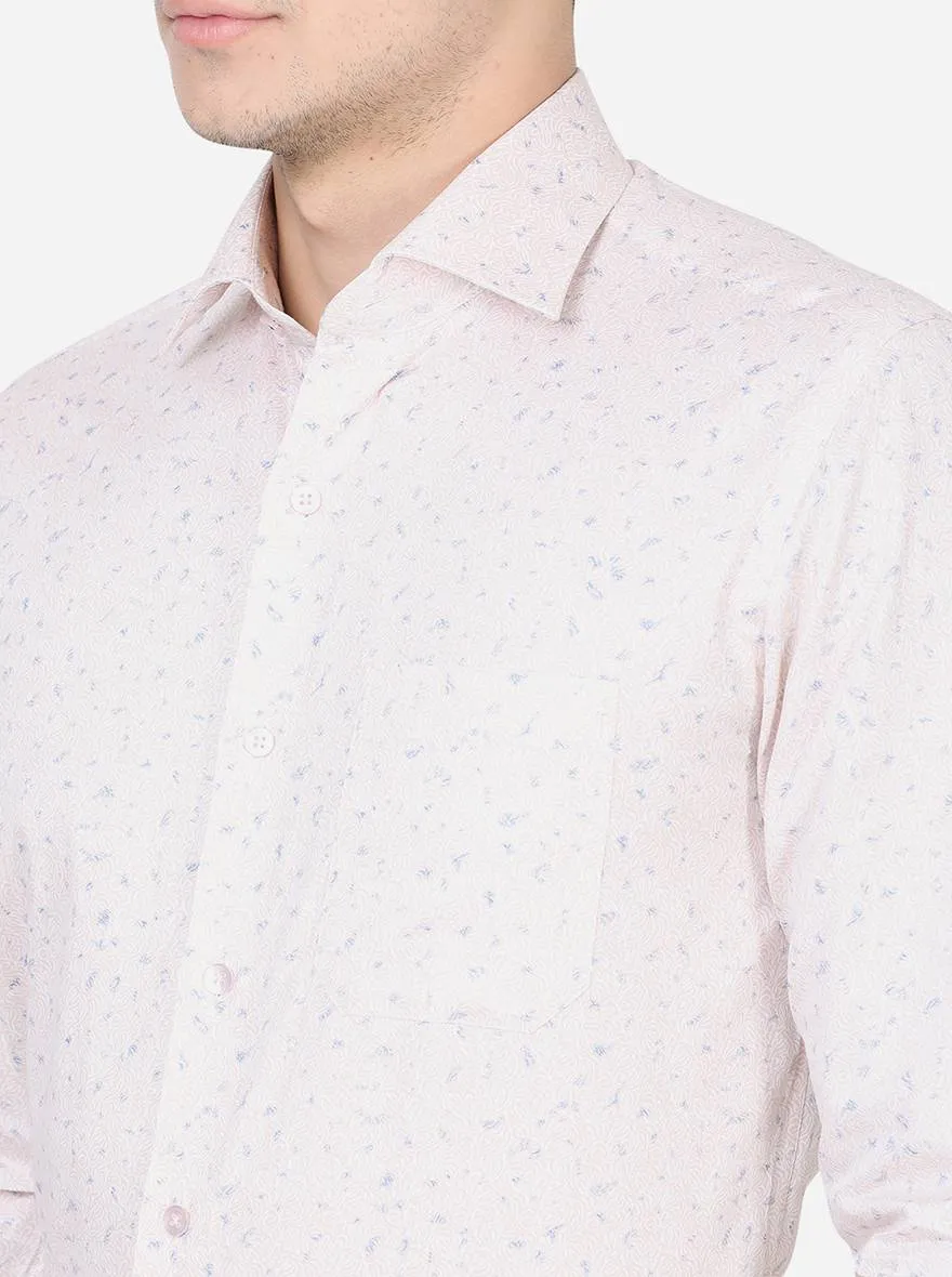 Light Pink Printed Slim Fit Formal Shirt | Metal