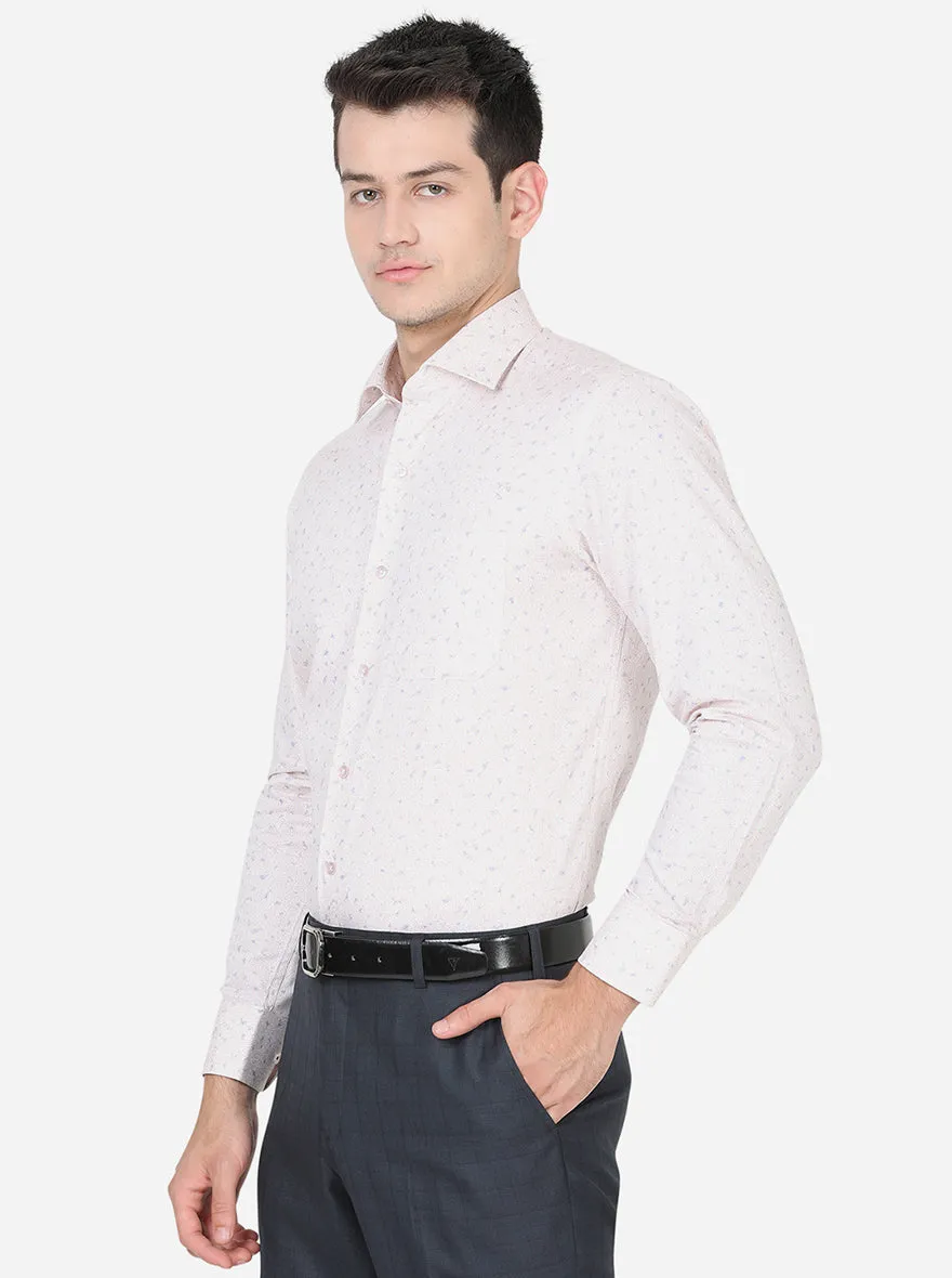 Light Pink Printed Slim Fit Formal Shirt | Metal