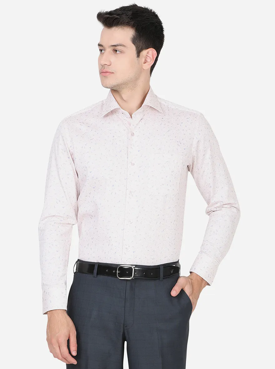 Light Pink Printed Slim Fit Formal Shirt | Metal