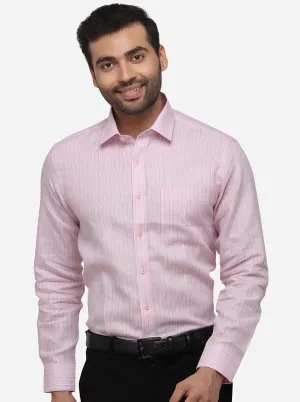 Light Pink Striped Regular Fit Formal Shirt | JadeBlue