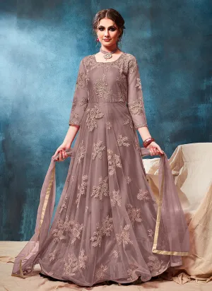 Light Purple Bunch Embroidered Casual Anarkali Suit